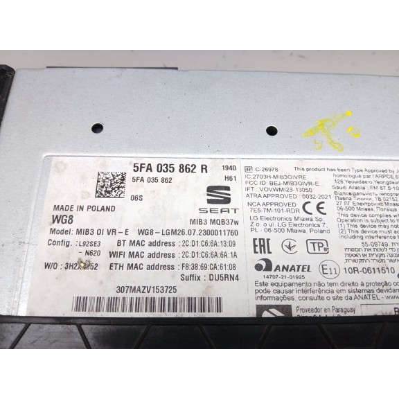 Recambio de modulo electronico para cupra formentor (km7) 1.4 e-hybrid referencia OEM IAM 5fa035862r  