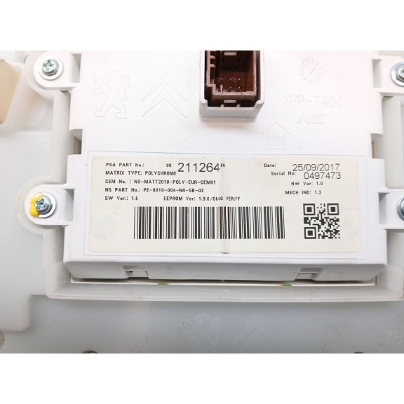 Recambio de cuadro instrumentos para peugeot 208 i (ca_, cc_) 1.2 vti 82 referencia OEM IAM 9821126480  