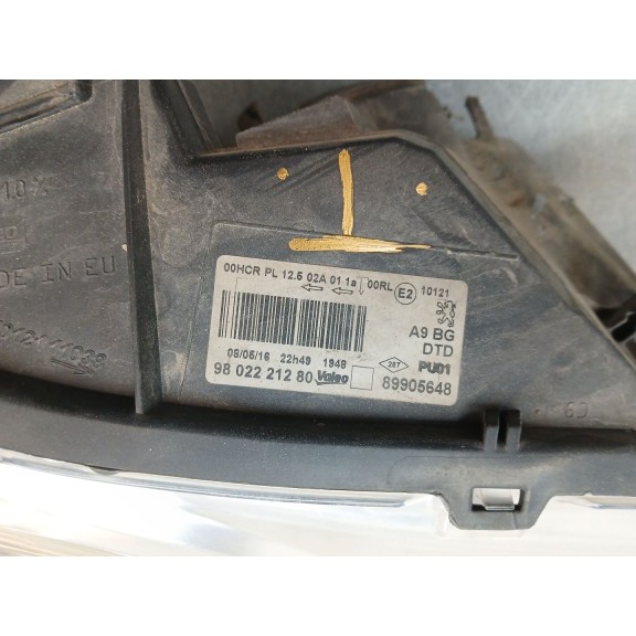 Recambio de faro derecho para peugeot 208 i (ca_, cc_) 1.2 puretech 82 referencia OEM IAM 9802221280  