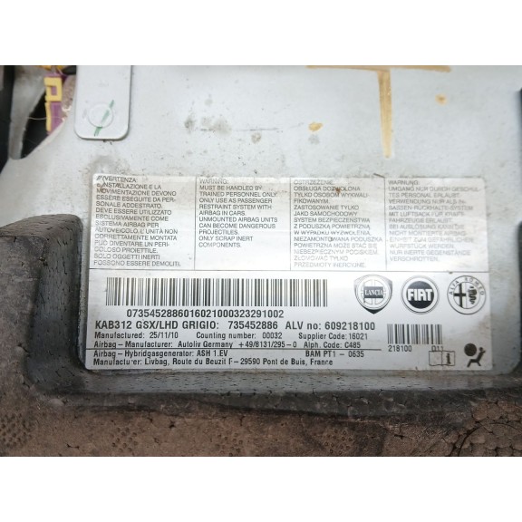 Recambio de airbag lateral delantero izquierdo para fiat 500 (312_) 1.2 (312axa1a) referencia OEM IAM 07354528860  