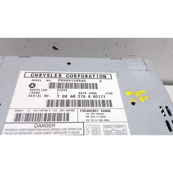 Recambio de sistema audio / radio cd para jeep commander 3.0 v6 crd limited referencia OEM IAM p05091509ag  