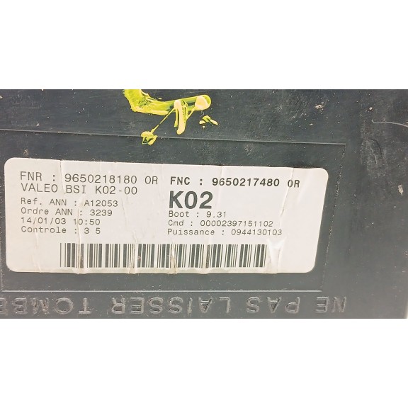 Recambio de centralita bsi para peugeot 307 (3a/c) 1.4 hdi referencia OEM IAM 9650218180 9650217480 