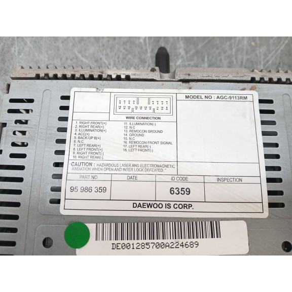 Recambio de sistema audio / radio cd para chevrolet spark 1.0 cat referencia OEM IAM 95986359  