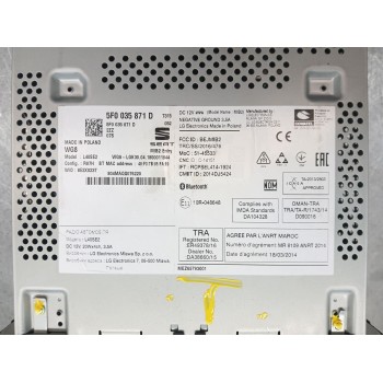 Recambio de sistema audio / radio cd para seat leon st (5f8) x-perience 4drive referencia OEM IAM 5F0035871D  