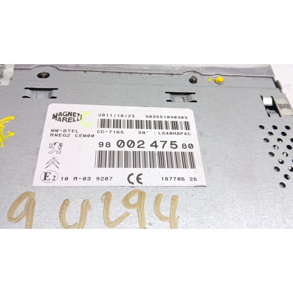 Recambio de sistema audio / radio cd para peugeot 508 i (8d_) 1.6 thp referencia OEM IAM 9800247580  