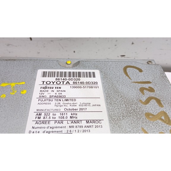 Recambio de sistema audio / radio cd para toyota yaris hybrid active referencia OEM IAM 861400d320  