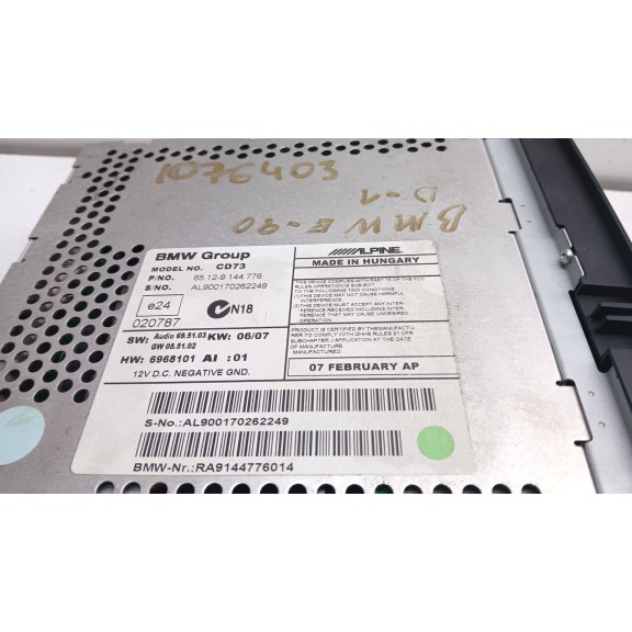 Recambio de sistema audio / radio cd para bmw 3 (e90) 318 d referencia OEM IAM 65129144776  