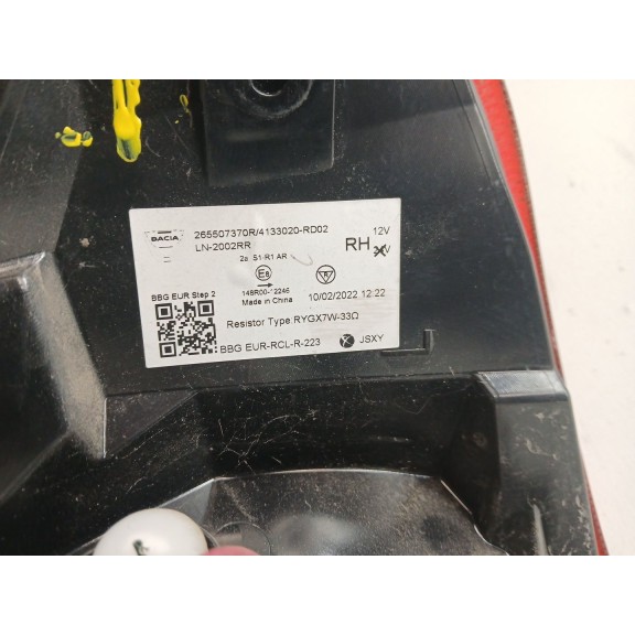 Recambio de piloto trasero derecho para dacia spring ev (b6m1) referencia OEM IAM 265507370R  