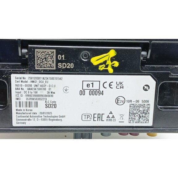 Recambio de modulo electronico para kia ev3 referencia OEM IAM 96510ev200  