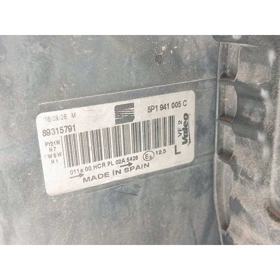 Recambio de faro izquierdo para seat altea (5p1) 1.9 tdi referencia OEM IAM 5P1941005  