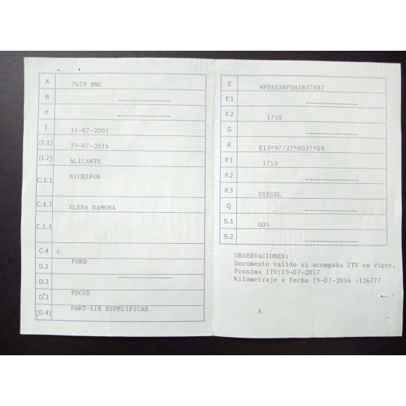 ford focus i (daw, dbw) del año 2001