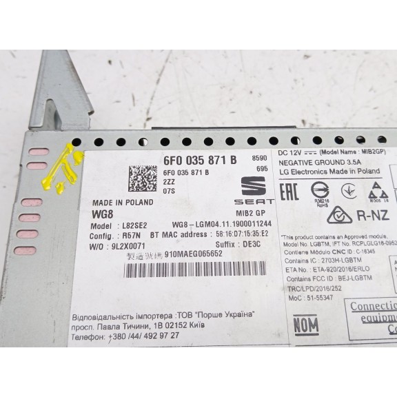 Recambio de sistema audio / radio cd para seat arona (kj7, kjp) 1.0 tsi referencia OEM IAM 6f0035871b  