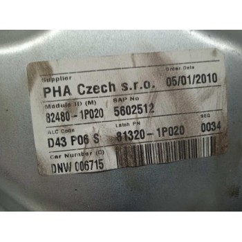 Recambio de elevalunas delantero derecho para kia venga basic referencia OEM IAM 824801P020 824801P020 2 PINS 5P