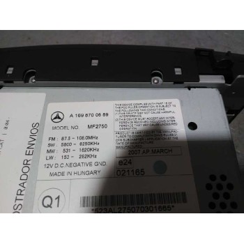 Recambio de sistema audio / radio cd para mercedes-benz clase a (w169) 2.0 cdi cat referencia OEM IAM A1698700689  