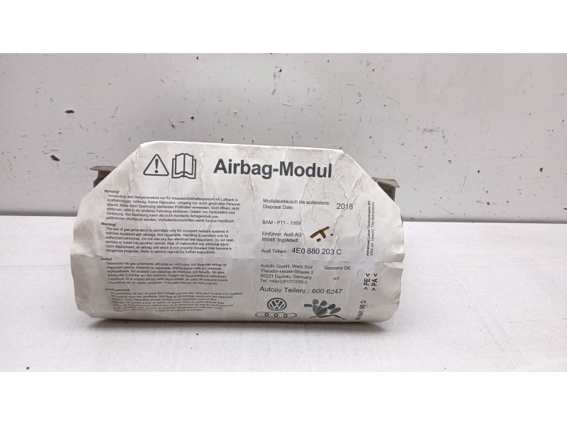 Recambio de airbag delantero derecho para audi a8 (4e2) 3.7 quattro referencia OEM IAM 4e0880203c  