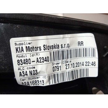 Recambio de elevalunas trasero derecho para kia cee´d 1.4 crdi cat referencia OEM IAM 83480A2340 SOLO PANEL CONFORT
