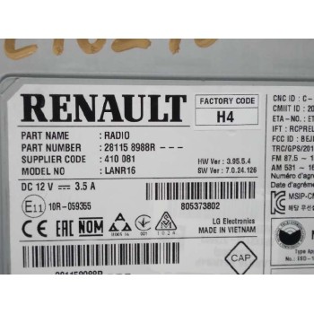 Recambio de sistema audio / radio cd para renault megane iv berlina 5p limited referencia OEM IAM 281158988R CAJA 