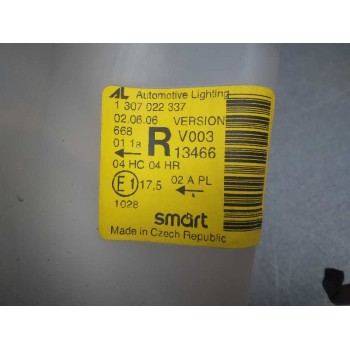 Recambio de faro derecho para smart coupe básico (45kw) referencia OEM IAM 1307022337 2ºSERIE SOPORTE ROTO