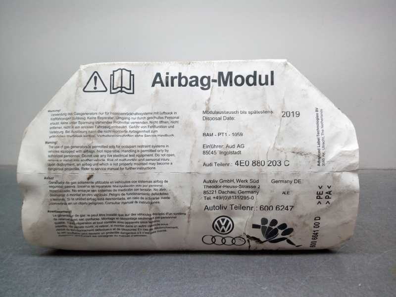 Recambio de airbag delantero derecho para audi a8 (4e2) 3.7 quattro referencia OEM IAM 4E0880203C  