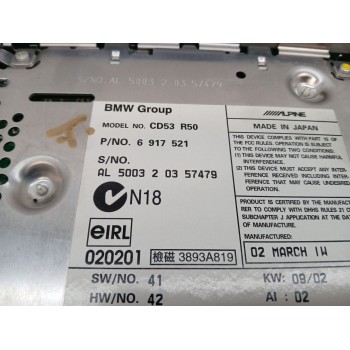 Recambio de sistema audio / radio cd para mini mini (r50,r53) one referencia OEM IAM 6917521  