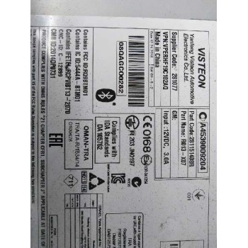 Recambio de sistema audio / radio cd para smart forfour basis (66kw) (453.044) referencia OEM IAM A4539009204 281151408R 