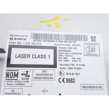 Recambio de sistema audio / radio cd para nissan juke (f15) 1.2 dig-t referencia OEM IAM 7513750213 25915bv92a 