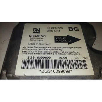 Recambio de centralita airbag para opel zafira a blue line referencia OEM IAM 09229303 09229303 