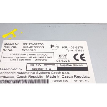 Recambio de sistema audio / radio cd para toyota auris (_e15_) 1.8 hybrid (zwe150_) referencia OEM IAM 8612002f50  