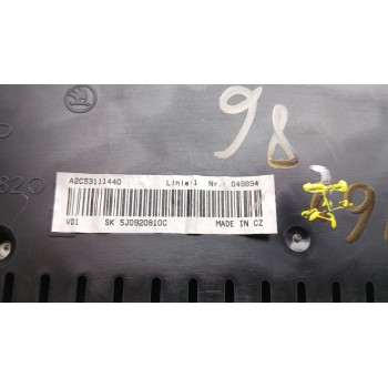 Recambio de cuadro instrumentos para skoda fabia (5j2 ) style referencia OEM IAM 5j0920810c  