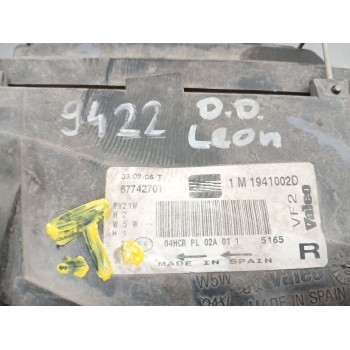 Recambio de faro derecho para seat leon (1m1) 1.6 16 v referencia OEM IAM 1m1941002d  