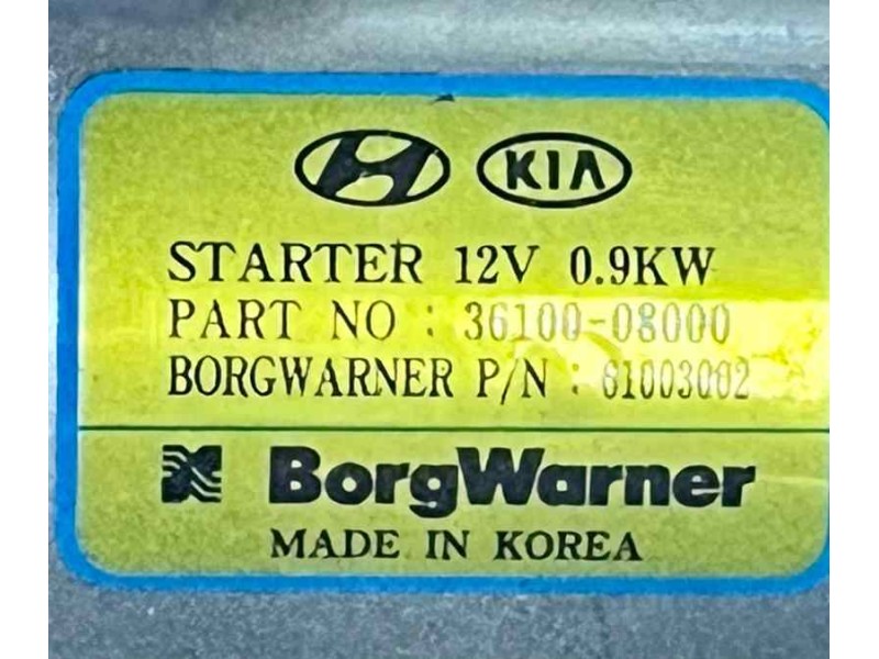 Recambio de motor arranque para kia rio 1.0 t-gdi hybrid referencia OEM IAM 3610008000  