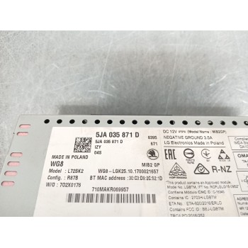 Recambio de sistema audio / radio cd para skoda rapid spaceback (nh1) 1.4 tdi referencia OEM IAM 5ja035871d  