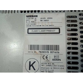 Recambio de sistema audio / radio cd para nissan qashqai (j10) acenta 4x4 referencia OEM IAM 28185JD00A  