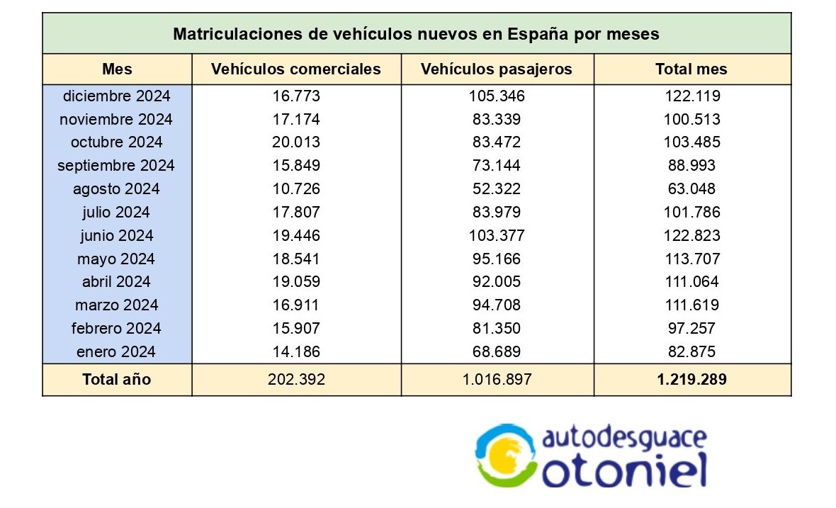 Matriculaciones de vehículos en España 2024